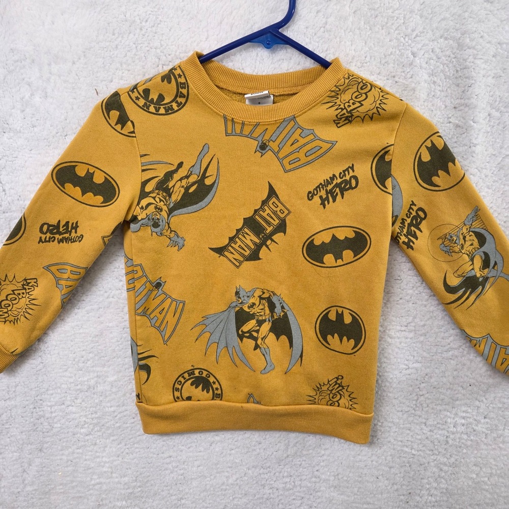 Kids Batman Graphic Print Long Sleeve Sweatshirt Yellow Size 6‎ DC Comics